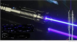 HOT Super Powerful Military 500000m Blue Pointers 450nm SOS LED Lazer Flashlight light Laser Torch Hunting 5 Star Caps Glasses Metal Box