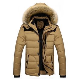 Winter Down Jacket and Coat Men Plus Warm Men Down Parkas Thickened Warm Down Coats Fur Collar Hoodie Zipper Jacket 5XL 201128