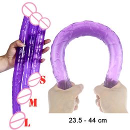 3 Size Double Soft Jelly Dildo Long Realistic Dildos Cock Lesbian Vaginal Anal Plug Flexible Penis For Women sexy Toys