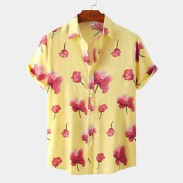 Summer Beach Floral Shirts Men 2022 Brand Slim Fit Short Sleeve Hawaiian Aloha Shirt Men Party Harajuku Streetwear Clothes 3XL L220704