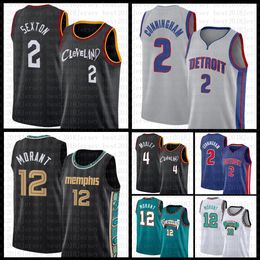 Basketball Jersey 2 33 11 Ja Morant Collin Sexton Evan Mobley Memphi Grizzlie Detroits Piston Clevelands Cavalier 12 2 4 Cade Cunningham Grant Hill Isiah Thomas Black