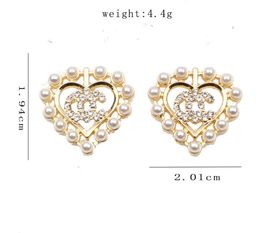 famous women jewelry designers UK - 20style Simple 18K Gold Plated 925 Silver Letters Stud Luxury Brand Designers Geometric Famous Women Round Crystal Rhinestone Pearl Earring Wedding Party Jewelry