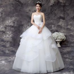 Other Wedding Dresses Vestido De Noiva Sexy Strapless Sleeveless Flower Simple Dress Plus Size Slim Lace Up Princess Bride Gown LOther