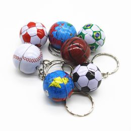 Mini Football Keychain Pendant Tinplate Sports Basketball Baseball Keychains Key Chain Craft Gift Keyring