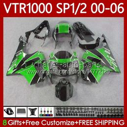 Body Kit For HONDA VTR1000 RTV1000 Green black RC51 00 01 02 03 04 05 06 Bodywork 123No.36 VTR 1000 SP1 SP2 2000 2001 2002 2003 2004 2005 2006 VTR-1000 2000-2006 Fairing
