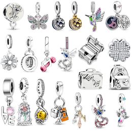 Damen-Mode-Urlaubsgeschenk für Pandora-Charm-Armband, Sterling-Silber 925, Farbanhänger, Designer-Schmuck