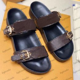 Bom Dia Mule Sandals Flats Brown Patent Monograms Canvas Leather Slippers  Mens Womens Designer Luxury Scuff Sh ShoeLouiseviuton EoT From Ggstar,  $55.4