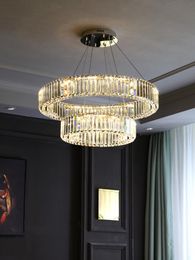 Pendant Lamps Bright Crystal Chandelier Lighting For Living Room Bedroom Dining Home LED Modern Round Ring Luxury Hanging Ceiling LampPendan