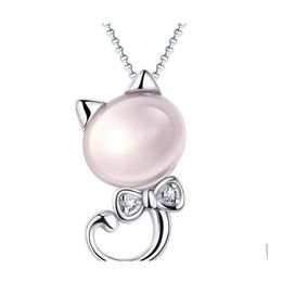 Pendant Necklaces Cat Necklace Fashion Jewellery Lucky Eye Stone Female Elegant Drop Delivery Pendants Dhsqe