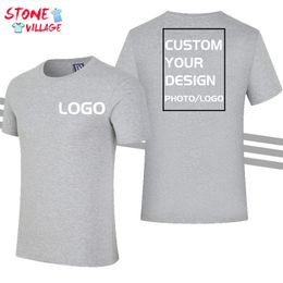 Summer Mens T shirts Custom Own Picture 100 Cotton Solid Color Crew Neck Tops Casual Fashion Clothes Diy Your Design 220722