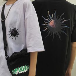 Men's T-Shirts Half Sleeve T-shirt Print Couples Harajuku Tops Male Oversized Ins Chic Daily Graphic T Shirts Alternative Clothing