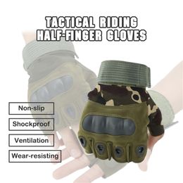 Outdoor Tactical Gloves Airsoft Sport Half Finger Type Military Combat Carbon Fibre Shell Shooting Hunting 220721
