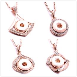 Fashion gold Snap Button necklace 18MM Ginger Snaps Buttons Crystal Charms Necklaces for women Jewellery