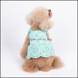 Dog Apparel Wedding Dress Summer Cat Pet Clothes Skirt Preppy Dresses Yorkshire Poodle Bichon Clothing Costume Drop Otv9M