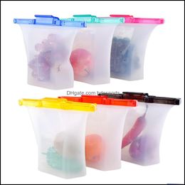 Storage Bags Home Organization Housekee Garden Reusable Food One Step Lock Leakproof Standing Sile Bag Containers Sandwiches Liquid Snack