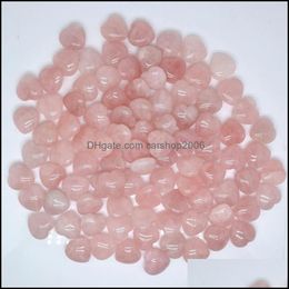 Stone Loose Beads Jewelry Natural 25Mm Heart Ornaments Rose Quartz Crystal Chakra Hand Handle Pieces Home Decoration Diy N Dhmli