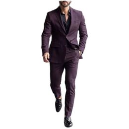 Men's Suits & Blazers Burgundy Wedding 2 Pieces Men Fashion 2022 Costume Homme Mariage Groom Prom Blazer Masculino Terno Tuxedo JacketMen's