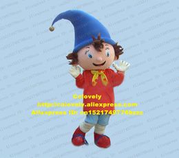 Mascot doll costume Naughty Noddy Kid Child Baby Tots Mascot Costume Adult Size With Big Blue Christmas Hat Short Brown Curly Hair No.4850