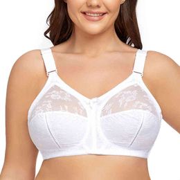 Sexy Edges Bra Women Minimizer Push Up Full Figure Wireless Big Bust Plus Size 36 38 40 42 44 46 48 50 B C D E L220727