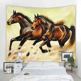 Mercedes Benz Horse Background Wall Decoration Tapestry Curtain Cladding Nordic Bohemian Hippie Carpet J220804