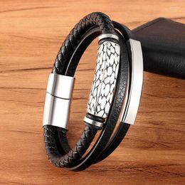 Charm Bracelets Trendy Men Braided Leather Stainless Steel Magnetic Clasp Rope Women Jewelry Wrist Band BanglesCharm Kent22