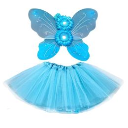 Newborn Tutu Skirt set baby butterfly wing+flower Headband+lace skirts 3cs/set Girls Princess performance costume Kids Clothes