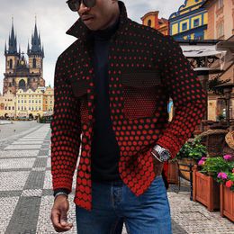 Men's Jackets Men's Autumn And Winter Jacket Gradient Colour Printing Design Fashion Casual Pocket Fleece TopMen's