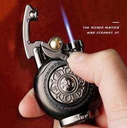Retro Metal Triple Torch Jet Extract Cigar Windproof Flame Lighter Gadgets For Men Gift Without Gas