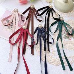 Korean Fabric Bow Tie Brooches for Women Crystal Bowknot Female Shirt Suit Collar Pins Fashion Jewellery Clothing Accessories
