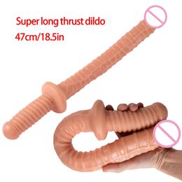 47CM/18.5in Soft Super Long Sword Handheld Realistic Dildo Flexible Penis Dildos Cock Female Masturbation Thruster Adult sexy Toy