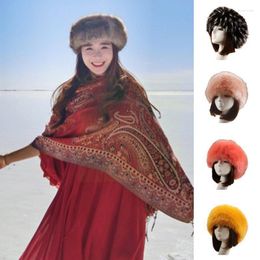 Beanie/Skull Caps Winter Fashion Women Hat Thick Warm Skullies Beanies Fluffy Fake Empty Fur Faux Headscarf Top Russian M1C1Beanie/Skull Chu