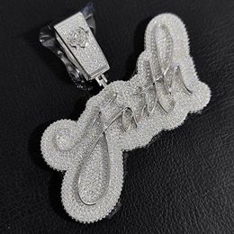 Trendy Men Women Fashion Jewelry Yellow White Gold Plated Bling CZ Custom Name Letters Name Pendant Necklace With 24inch Rope Chain