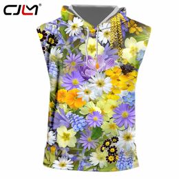 Summer Sleeveless Shirt Man Fashion Anime Vest 3D Printed Flowers beautiful Colourful hat art Big Size Hooded Tank Top 220623