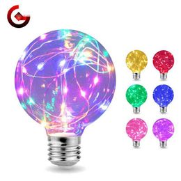 LED Edison String Light Bulb E27 110V 220V G95 Colorful RGB Lighting Copper Wire Bulb Home Decor Holiday Night Light Lamp H220428
