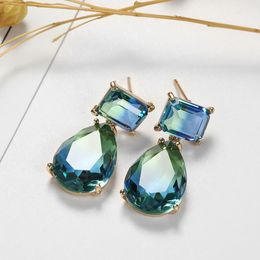 S2884 Fashion Jewellery Crystal Dangle Stud Earrings for Women Geometric Water Drop Earrings