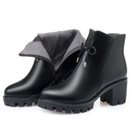 Platform Ankle Boots Women Warm Winter Large Size Womens Shoes Thick Heel Non-slip Snow Boots Of Women