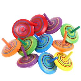 Wooden Rainbow Gyro Decompression Toy Favor Children Rotating Colorful Gyros Kindergarten Opening Activity Gifts for Boys Girls Top Selling F0719