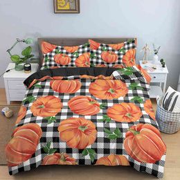 Pumpkin Bedding Set Halloween Decor Duvet Cover Bed with 1/2 Pillowcase Comforter s Twin Queen