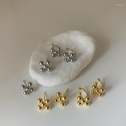 Stud Minimalist Five Ball Solid Gold Colour Cluster Earrings Boho Chic Style Tiny Spheres Flower Shape EarringsStud Farl22