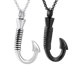 Fishing Hook Keepsake Jewellery Stainless Steel Cremation Urn Necklace Pendant Ashes Urn Holder Memorial Jewellery Unisex