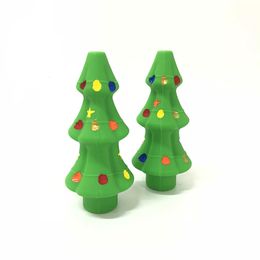 Merry Christmas Tree Style Silicone Oil Burner Pipes Straight Type Hand Portable Smoking Pipe Tobacco Accessories With Colours Customization DHL Free