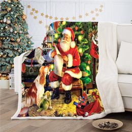Blankets Red Christmas Throw Blanket Santa Claus Warm Sherpa Fleece Xmas Plush Bedspread For Kid Child Bed Sofa Car Year Gift