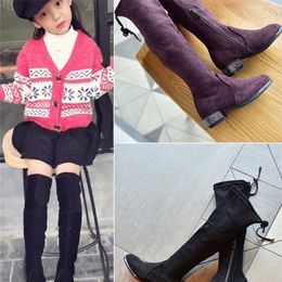 Girls Over The Knee Boots Spring Autumn Single Fashion Boots Little Girl Princess Shoes High Children's Boots Students LJ201201