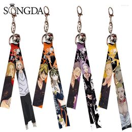 Keychains Tokyo Revengers Ribbon Keychain Key Lanyards Cosplay Badge ID Cards Holders Neck Straps Keyring Phone Anime Pendant Accessories Fr
