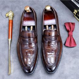 Loafer Dress Solid Wedding Shoes for Men Fashion Original Designer Shoe Genuine Leather Handmade 2757