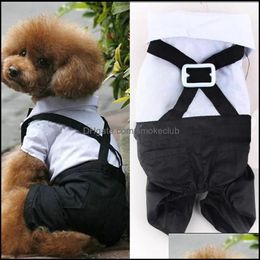 Dog Apparel Supplies Pet Home Garden Western Style Mens Suit Bow Tie Clothes For Small Dogs Puppy Jumpsuit Drop Delivery 2021 D9Yjf