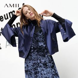 AMII Spring Summer Short Style Women Coat Casaul Long Sleeves Vintage Old Style Lady Tops 11870160 201029