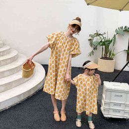 Summer Mom and girls loose sleeveless dot dress Family matching clothes cotton dresses