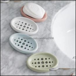 Soap Dishes Bathroom Accessories Bath Home Garden Sile Non-Slip Holder Dish Shower Storage Plate Stand Hollow Openwork Paf11964 Drop Deliv