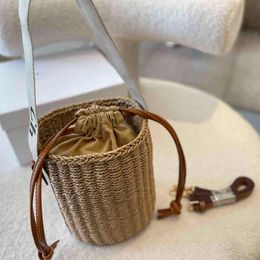 Shoulder Bag Summer Woven Bucket Bag Women Designer Handbags Weaving Handbag Fashion Crossbody Bags High-capacity Shoppers Tote Bags Purse 220625